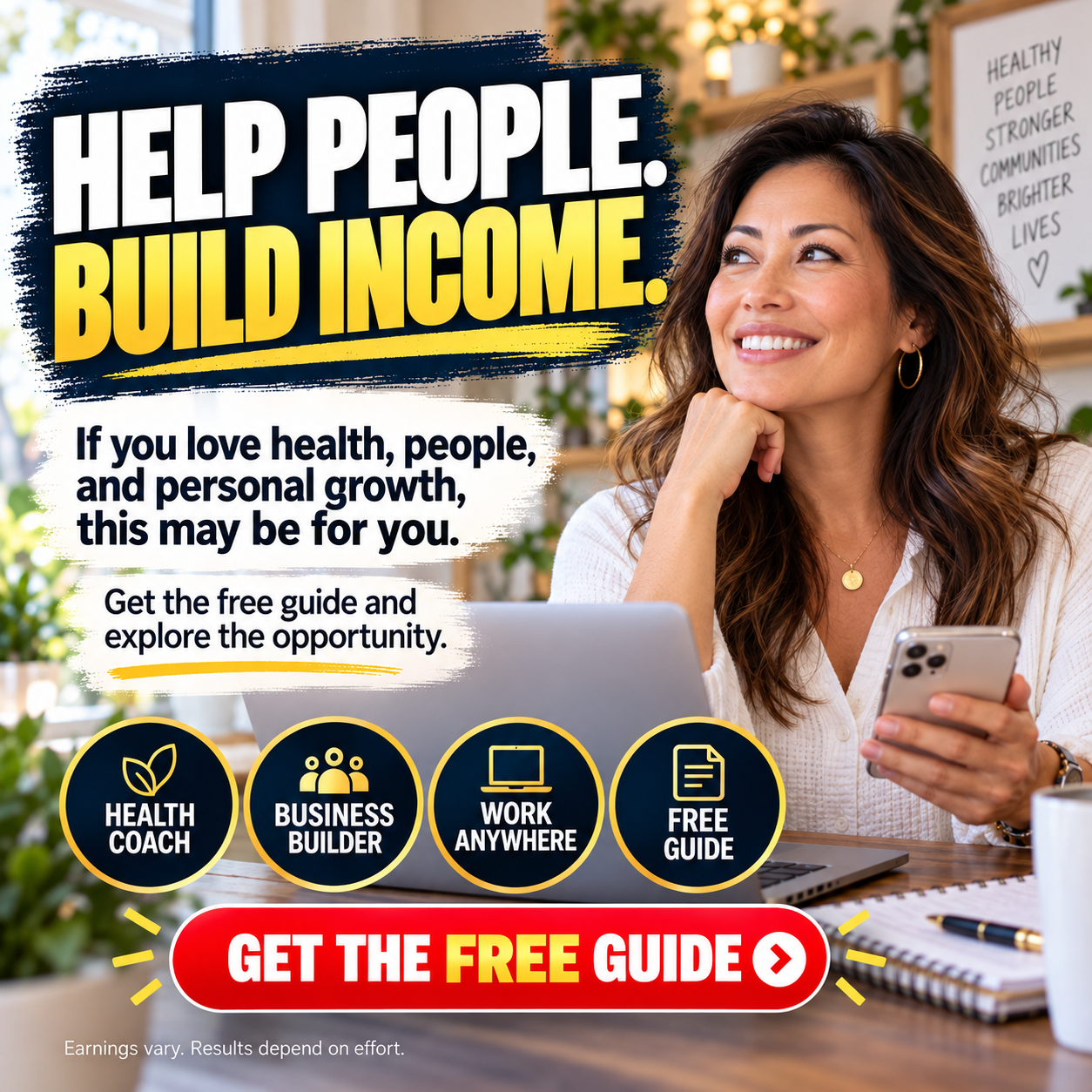 Ad sample: Help people. Build income.